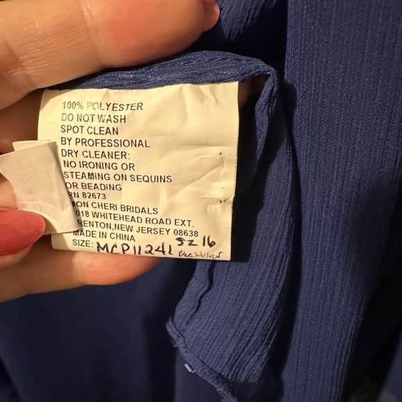 Capri By MON CHERI Evening Dress Blue Style #11248 Size 16 NWT - Picture 4 of 9